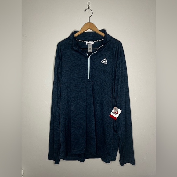 Reebok Other - NWT Men’s Reebok Blue Heather Quarter-Zip Top